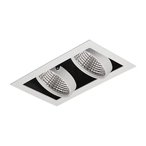 
Luminária Lumicenter LED downlight quadrada de embutir cor branca com facho orientável orbital para iluminação geral e de destaque de projetos de iluminação de lojas, supermercados varejo, salas corporativas, hotéis ER56-E-BC